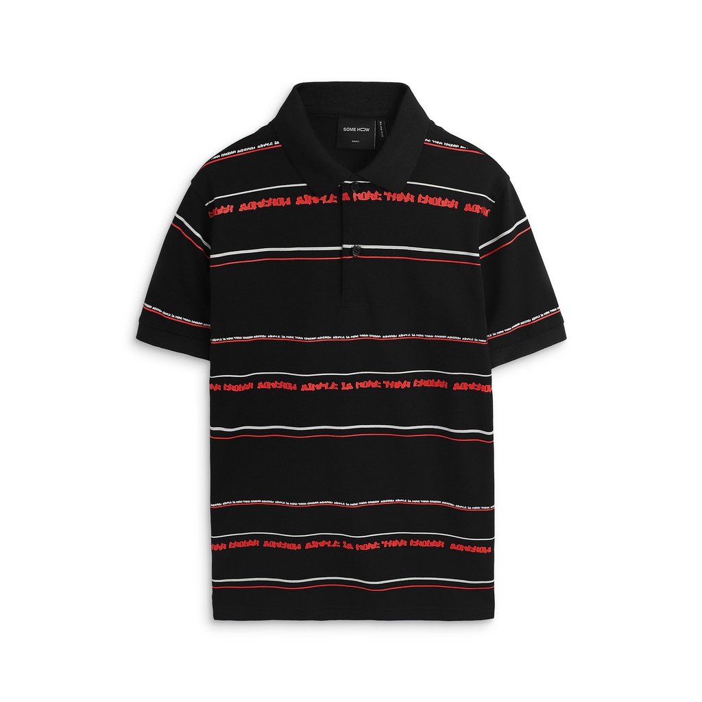 Áo Polo Nam Mini Letters Stripe BW , Chất Vải Cotton Dày Dặn , PL002895,SOMEHOW