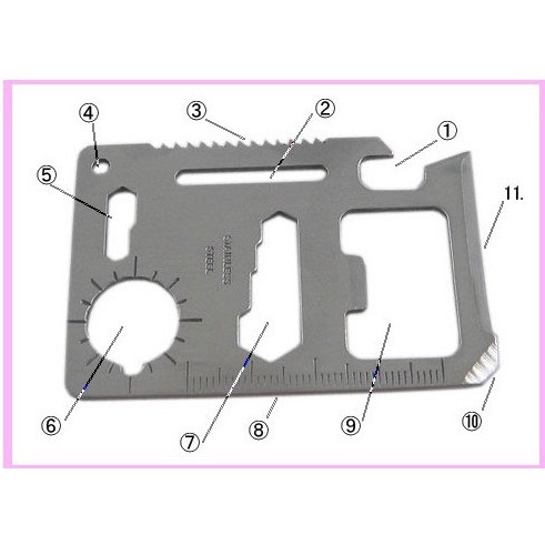 Thẻ đa năng miếng thép 11 chức năng đi phượt loại tốt