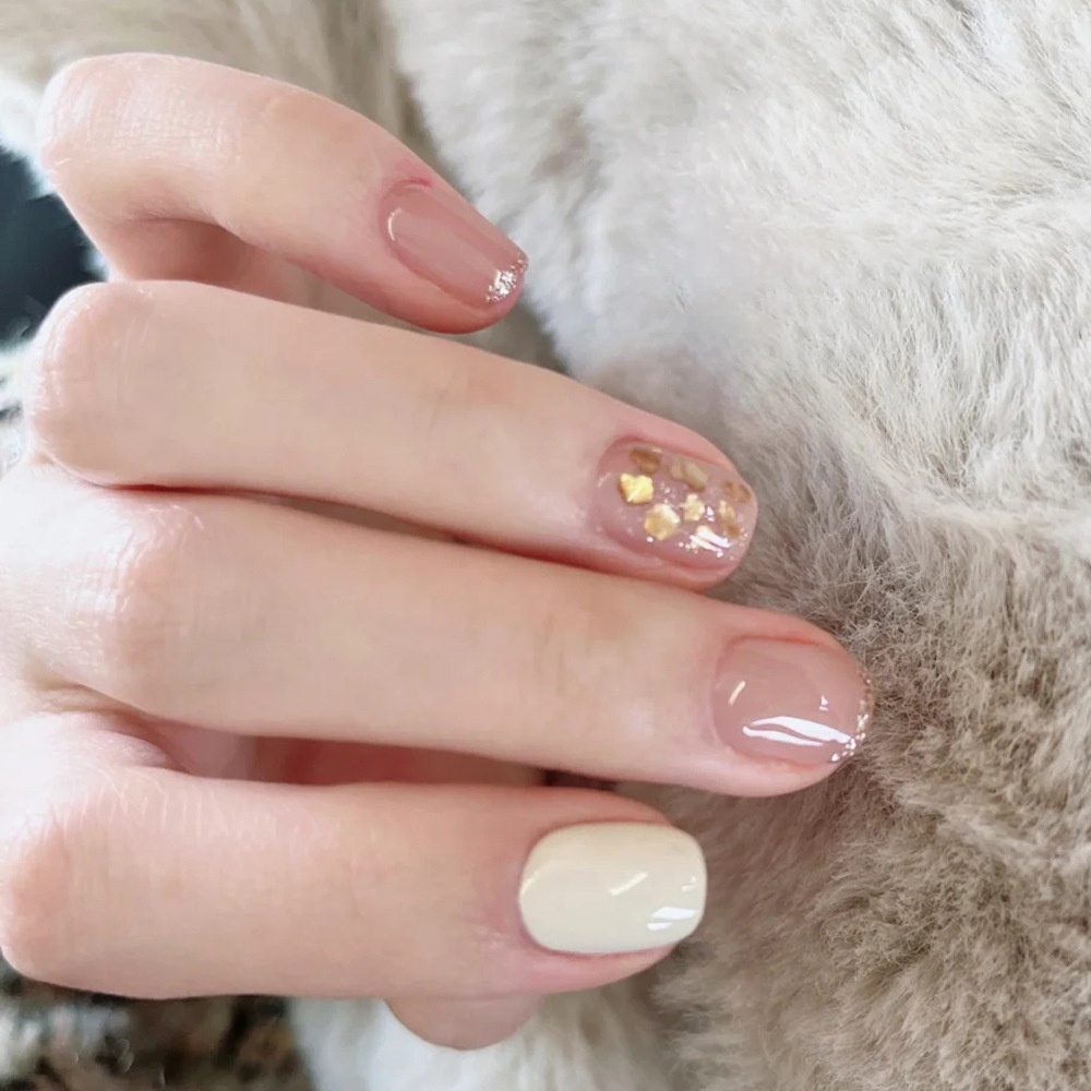 Bộ 24 Móng Tay Giả Dài Trung Bình Đính Kim Cương Nhân Tạo Phong Cách Hàn Quốc