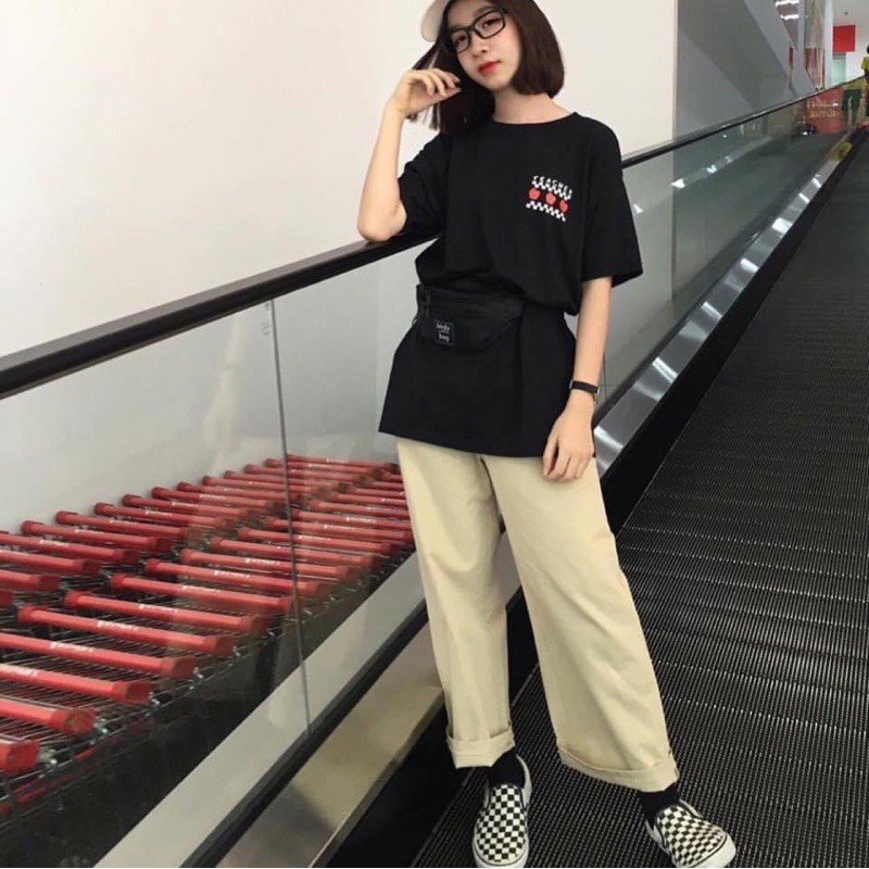 Quần Culottes Suông Kaki Basic/Quần Tây Ống Suông Ảnh Thật