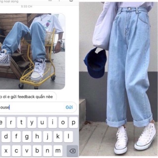 Quần jean simple pant ống rộng