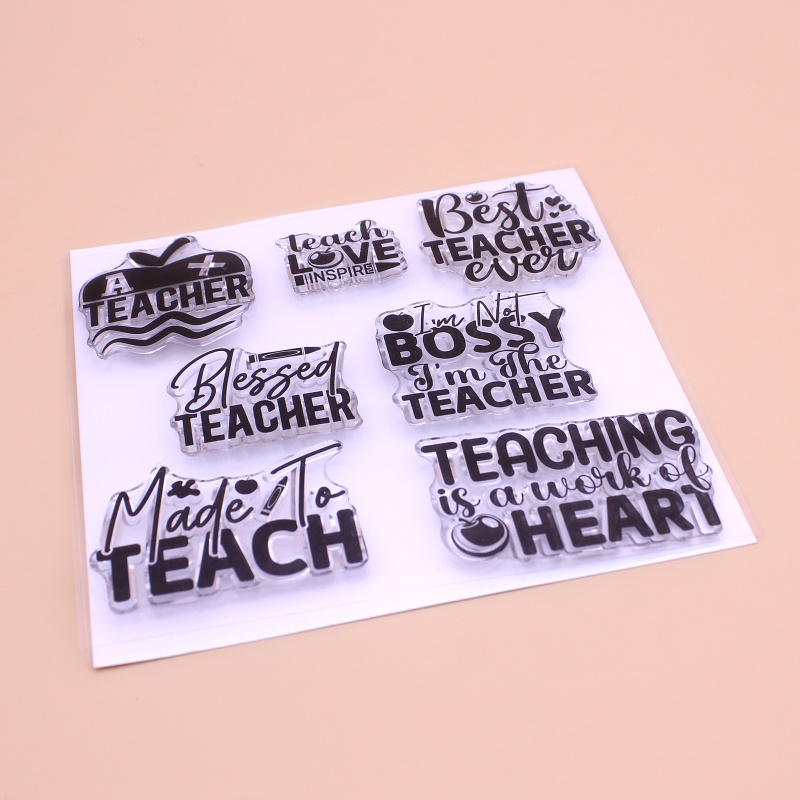 Con Dấu Dập Nổi Họa Tiết Chữ Best Teacher Blessed Trang Trí Thủ Công