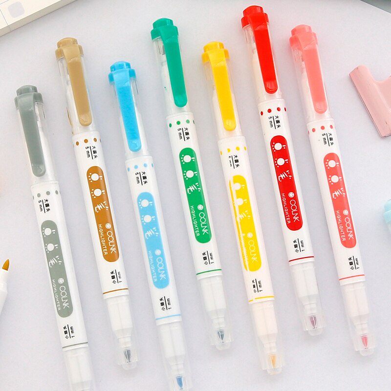 Bộ 6 bút đánh dấu hai đầu nhiều màu sắc