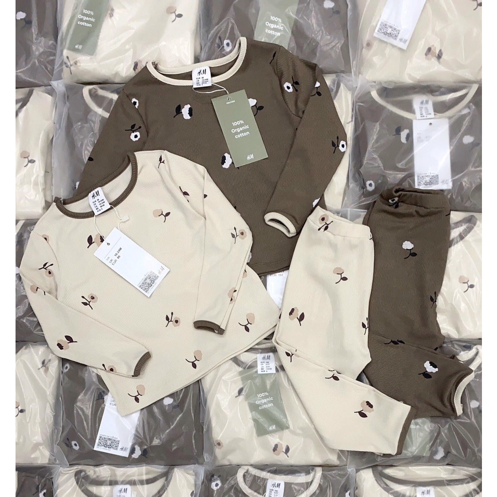 Bộ quần áo chất len tăm dài tay thu đông HM cho bé trai bé gái sale size 18M-6Y HM01 Lamiha