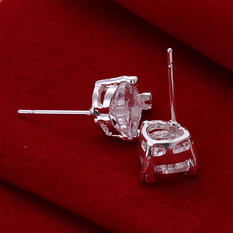 Khuyên tai đính đá zircon đơn siêu lấp lánh phong cách Hàn Quốc dễ phối đồ thời trang cho học sinh/nhân viên văn phòng