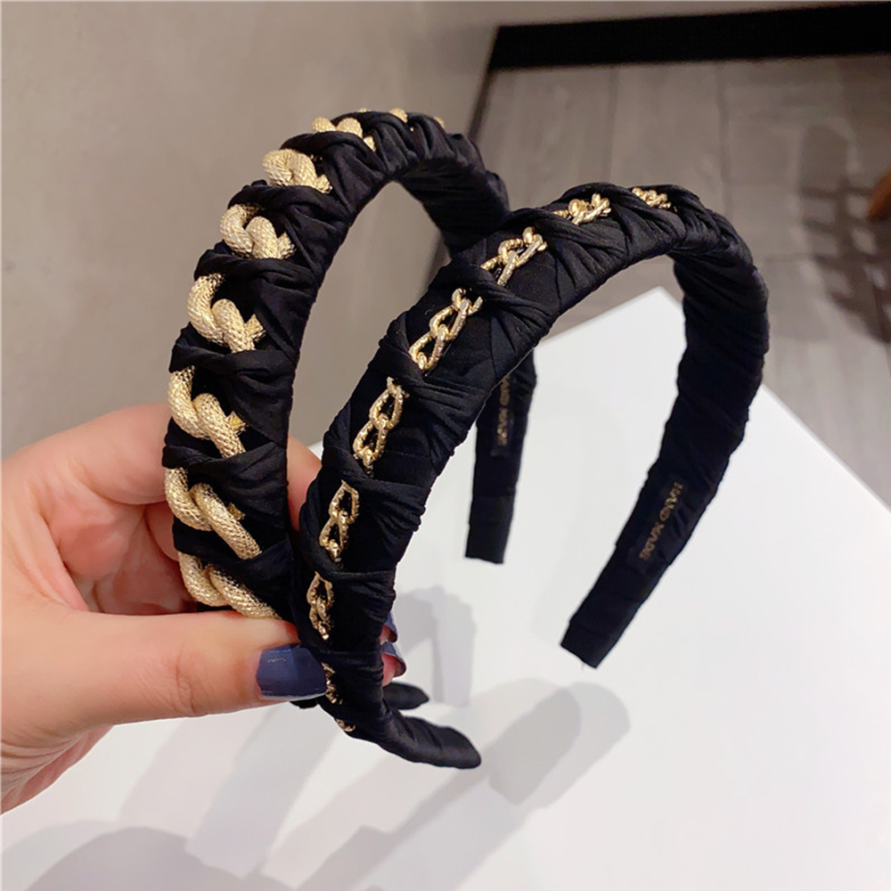 FORBETTER Headwear Chain Headband Fashion Women Turban Hair Accessories Knotted Women Braided Korean Metal Chain Vintage Head Hoop