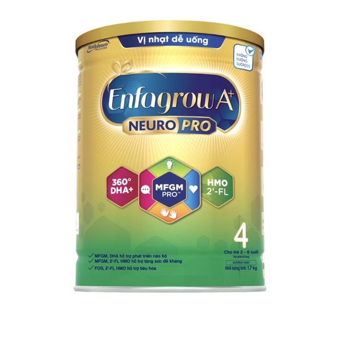 Sữa Enfagrow A+ NeuroPro HMO Số 4 (1,7kg) cho bé từ 2-6 tuổi - Vị nhạt dễ uống