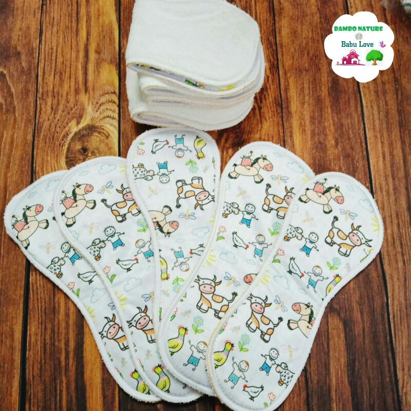 BỘ BỈM VẢI, TÃ VẢI/MIẾNG LÓT BAMBOO NATURE BABU LOVE CHỐNG HĂM ( GỒM 1 VỎ + 2 LÓT) SIZE M,L