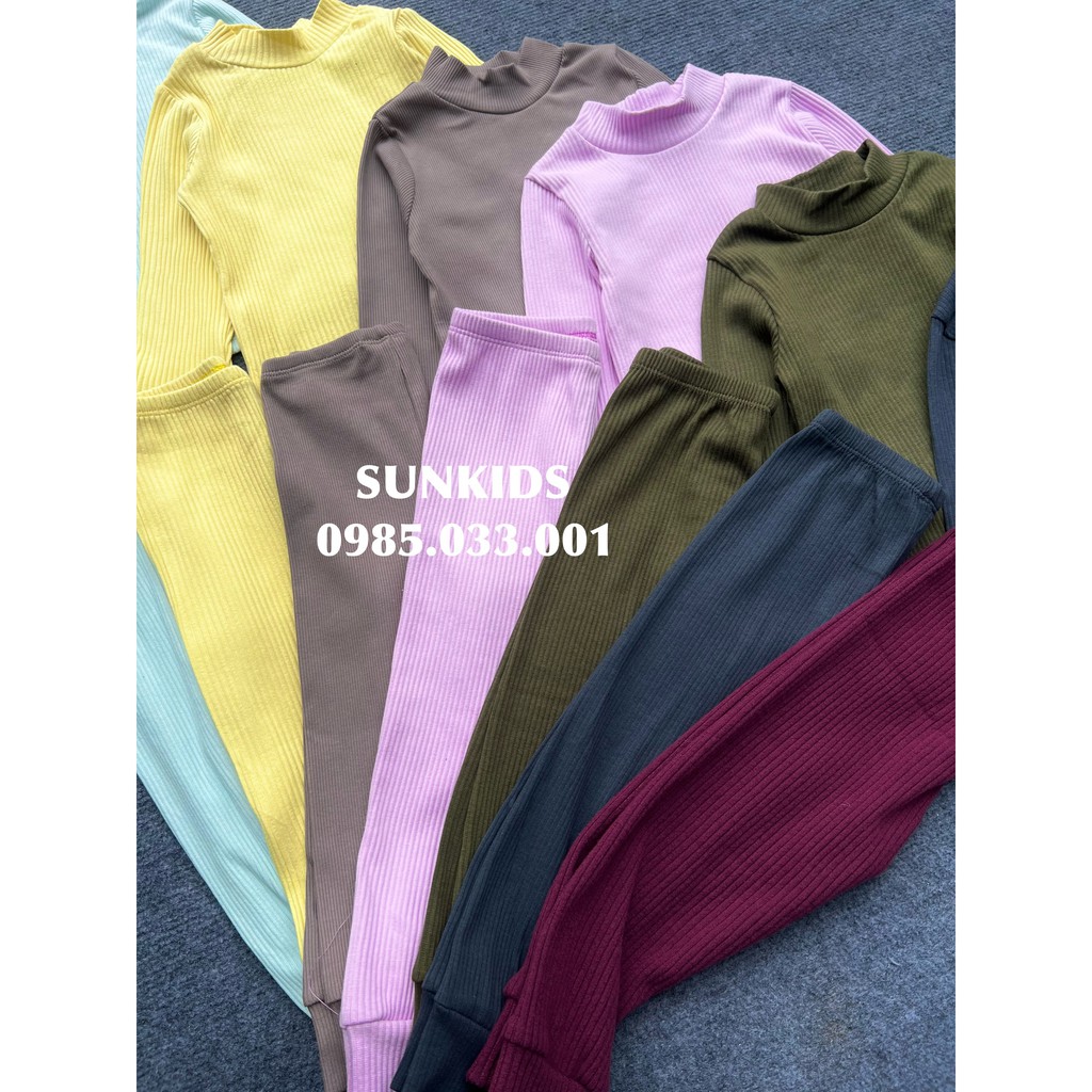 Bộ cotton len gân Mia cổ lọ