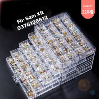 Khay mica 5tầng 120ô trong suốt đựng đá, phụ kiện (loại 1 cao cấp)