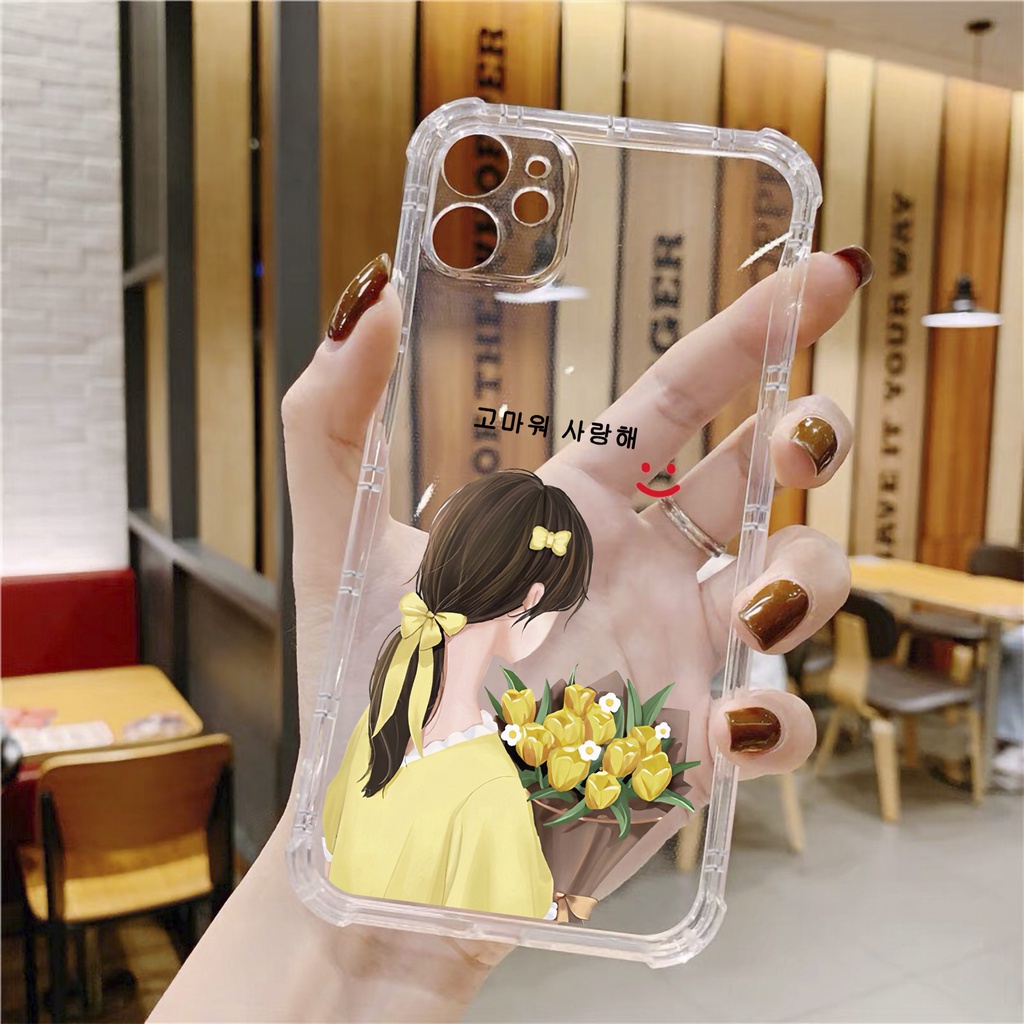 Ốp lưng iphone cô gái cầm hoa chống sốc case 15 pro max 15plus 14 13 12 promax 11 mini 6 6s 7 8 plus x xr xs Se
