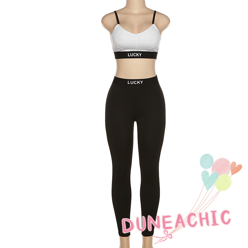 DUNEA Set Đồ Thể Thao Gồm Áo Hai Dây Và Quần Bó Sát Thời Trang Dành Cho Nữ