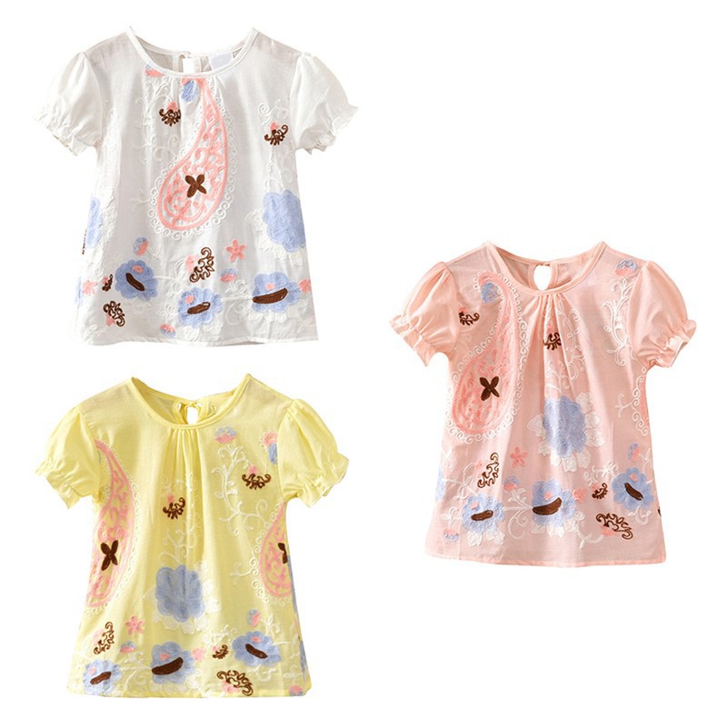 Áo Thun Tay Ngắn Bằng Vải Cotton In Hoa Thời Trang Mùa Hè Dành Cho Bé Gái Se7en