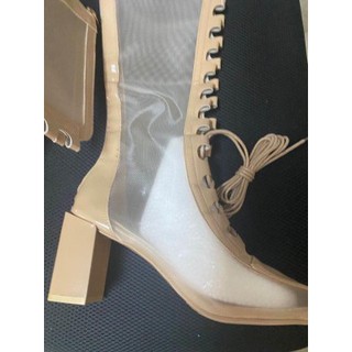 Boot lưới mũi vuông gót 7cm hottrend