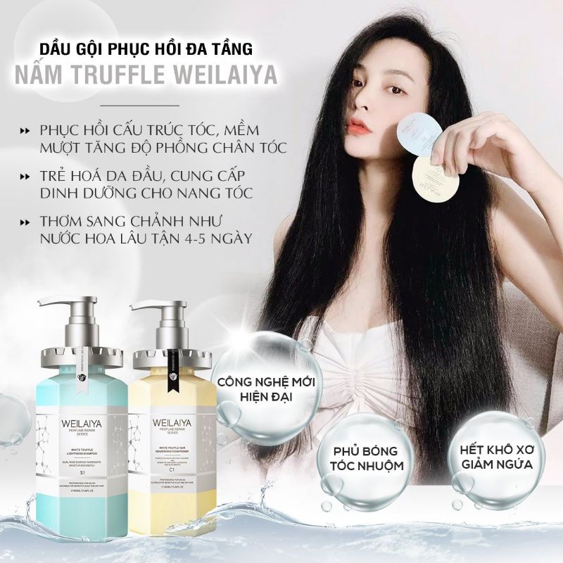 Set Mini gội xả phục hồi tóc đa tầng Weilayya, hương nước hoa nuôi dưỡng da đầu cho tóc suôn mượt