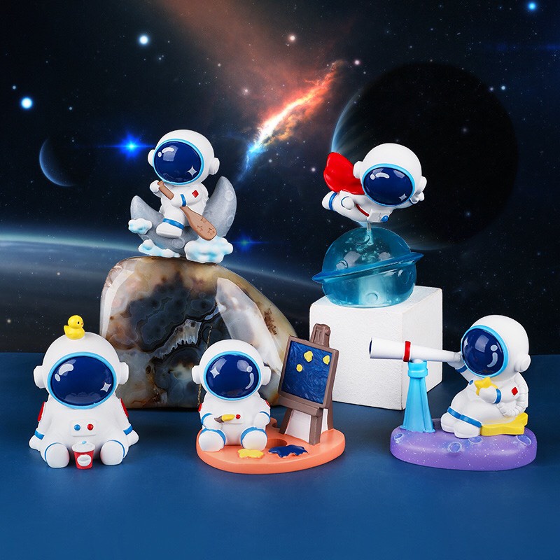 Set 6 mô hình Phi hành gia nhiều biểu cảm đáng yêu để bàn học, bàn làm việc, trang trí nhà cửa, xe hơi, quà tặng bạn bè