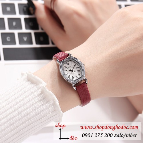 Đồng hồ nữ Hàn Quốc Julius JA 544C dây da mặt oval size nhỏ hồng nhẹ nhàng ĐHĐ30403