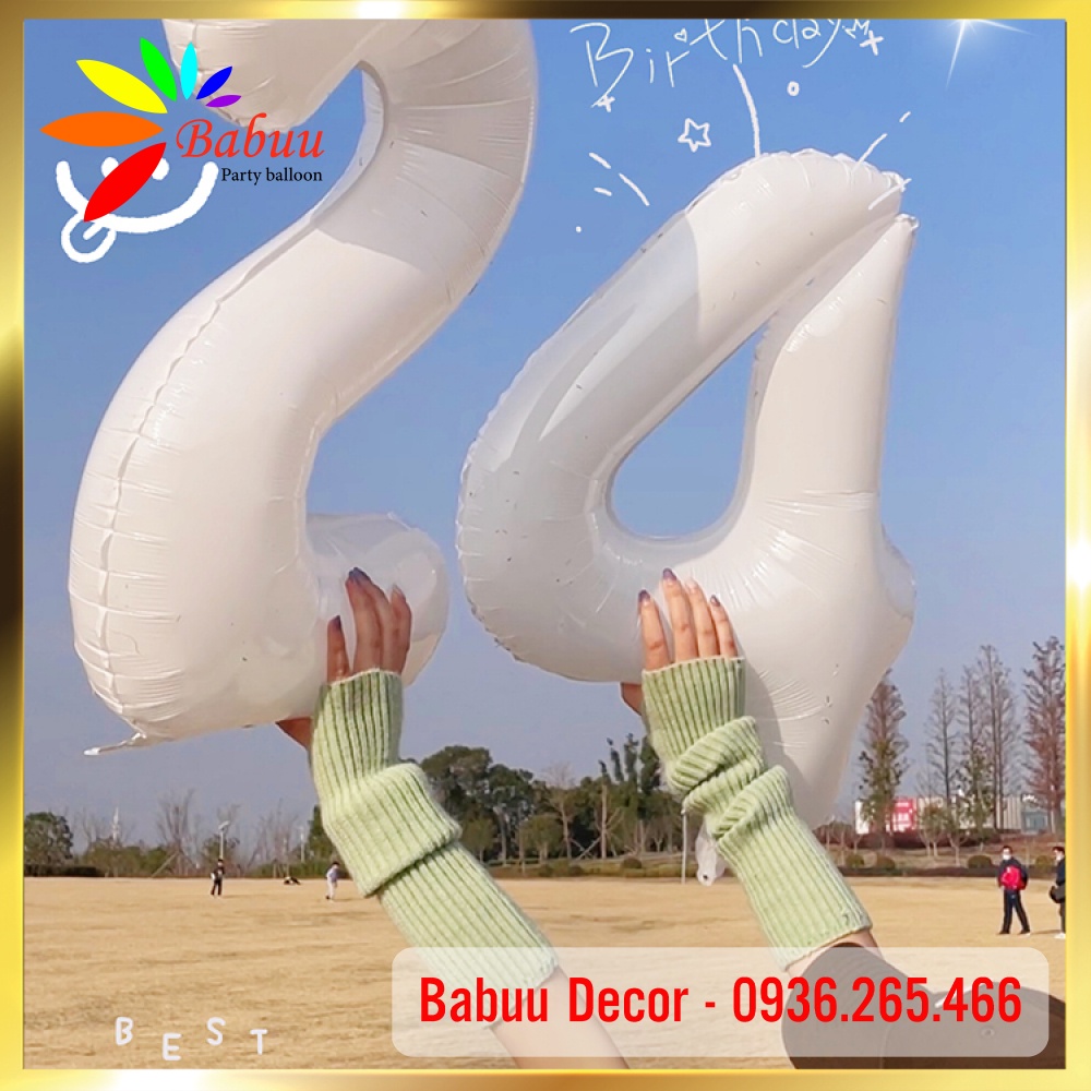 BÓNG SỐ TUỔI 0-9 Size 32' trang trí sinh nhật nhiều màu