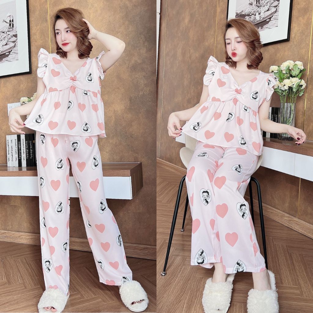 Đồ Ngủ Pijama MIKY  Đồ Ngủ nữ lụa Mango cao cấp mềm mại xinh xắn&lt;63kg