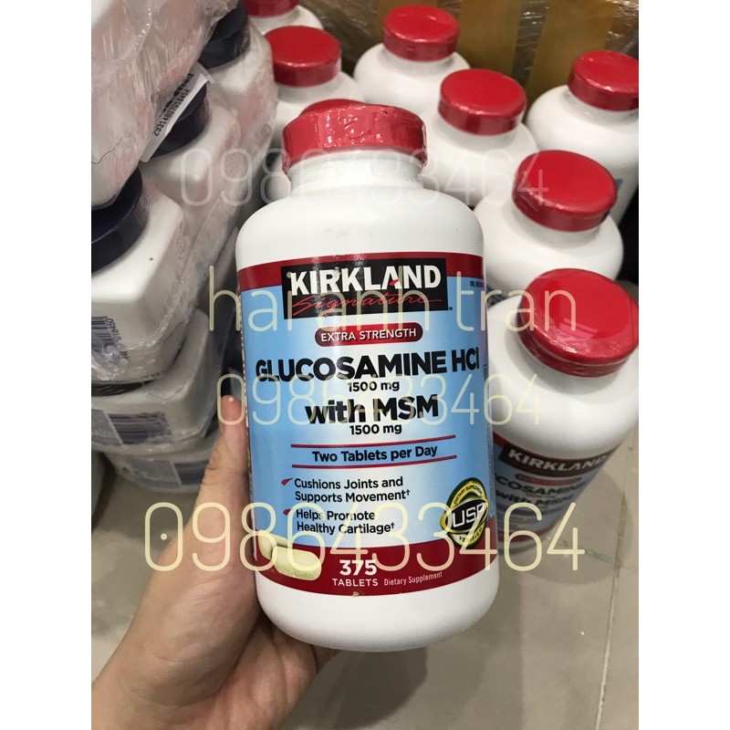 Viên uống Glucosamine HCL 1500mg Kirkland With MSM 1500mg hộp 375 viên