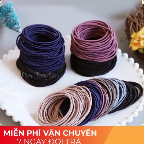 Set 100 dây buộc tóc có túi zip đủ màu
