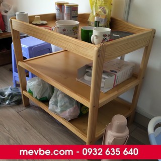 Kệ 03 tầng kiêm bàn thay tả/bỉm màu gỗ tự nhiên - Mẹ Vì Bé