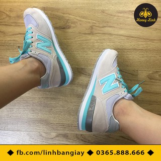 GIÀY THỂ THAO NỮ NB574 MÀU GHI/XANH