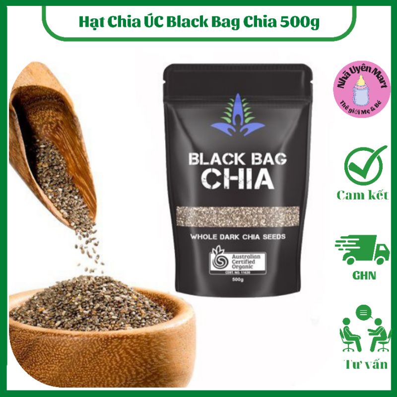 Hạt Chia Úc Black Bag 500g Chính Hãng – Giảm Cân Healthy, Tốt Cho Mẹ Bầu & Eat Clean