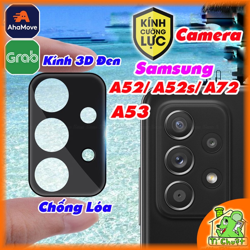 [Ảnh Thật] Kính CL Camera 3D Nền Đen Samsung A52/ A52s/ A53/ A72 Cường Lực Chống Lóa Flash