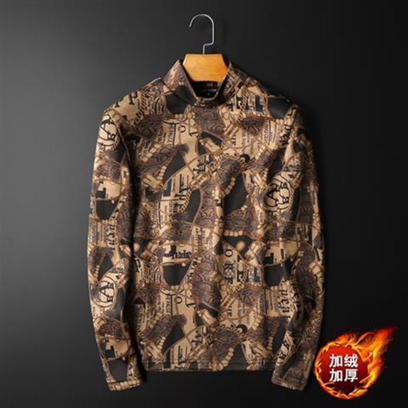 Áo nam dài tay cổ cao dáng ôm plus size M-5Xl