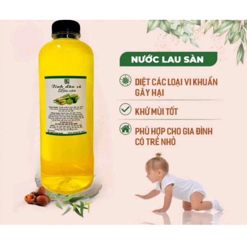 1Lit Tinh Dầu Xả Chanh - Quế - Bạc Hà, Lau Sàn Thơm Nhà Khán Khuẩn Đuổi Côn Trùng