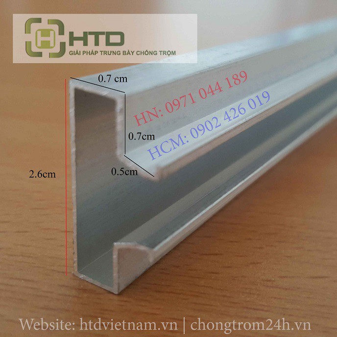 Rãnh nhôm âm gỗ Slatwall HTD-RC02-1m2