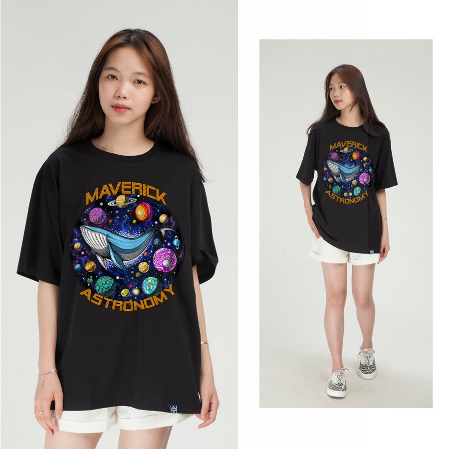 Áo thun đẹp form rộng tay lỡ áo phông nam nữ mùa hè unisex hình cá voi vũ trụ local brand MVR TT8005