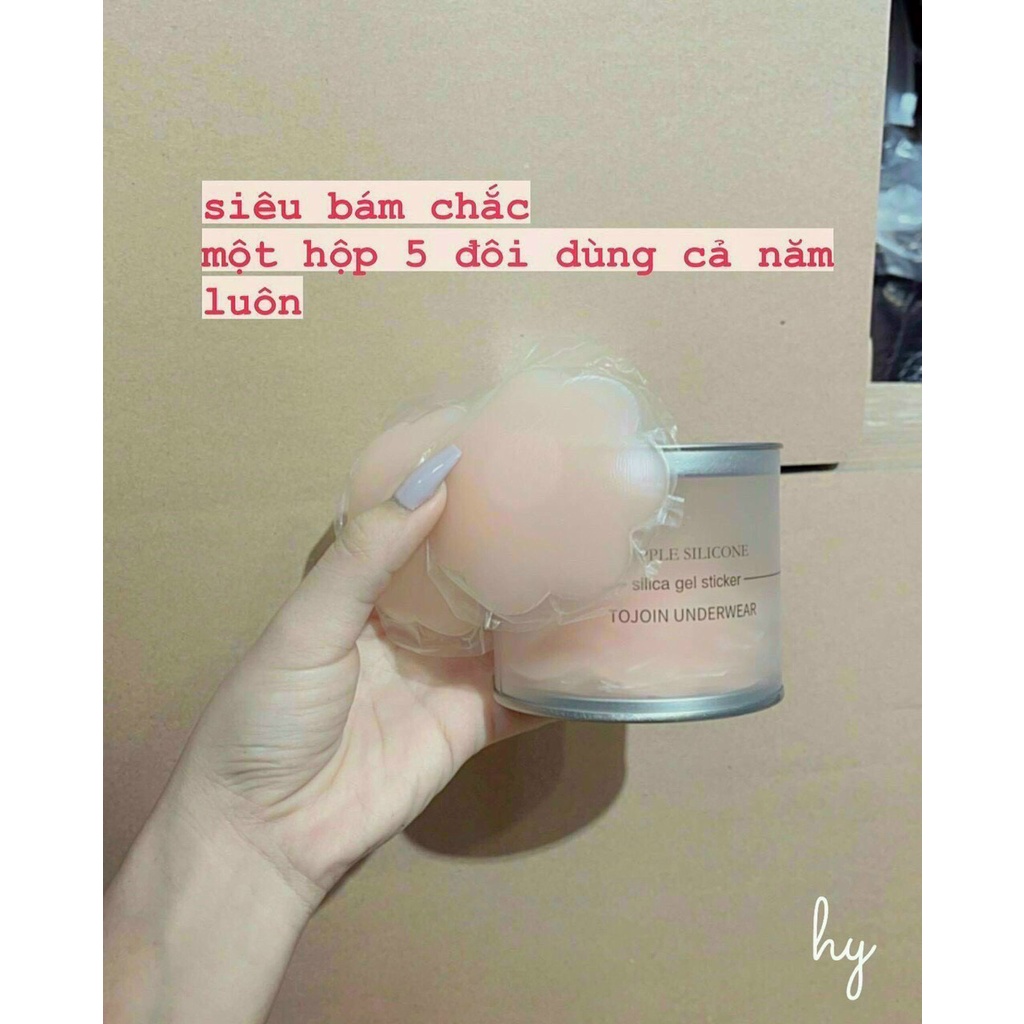 Miếng dán ngực silicon - 10 miếng dán ti, nhũ hoa hộp hồng
