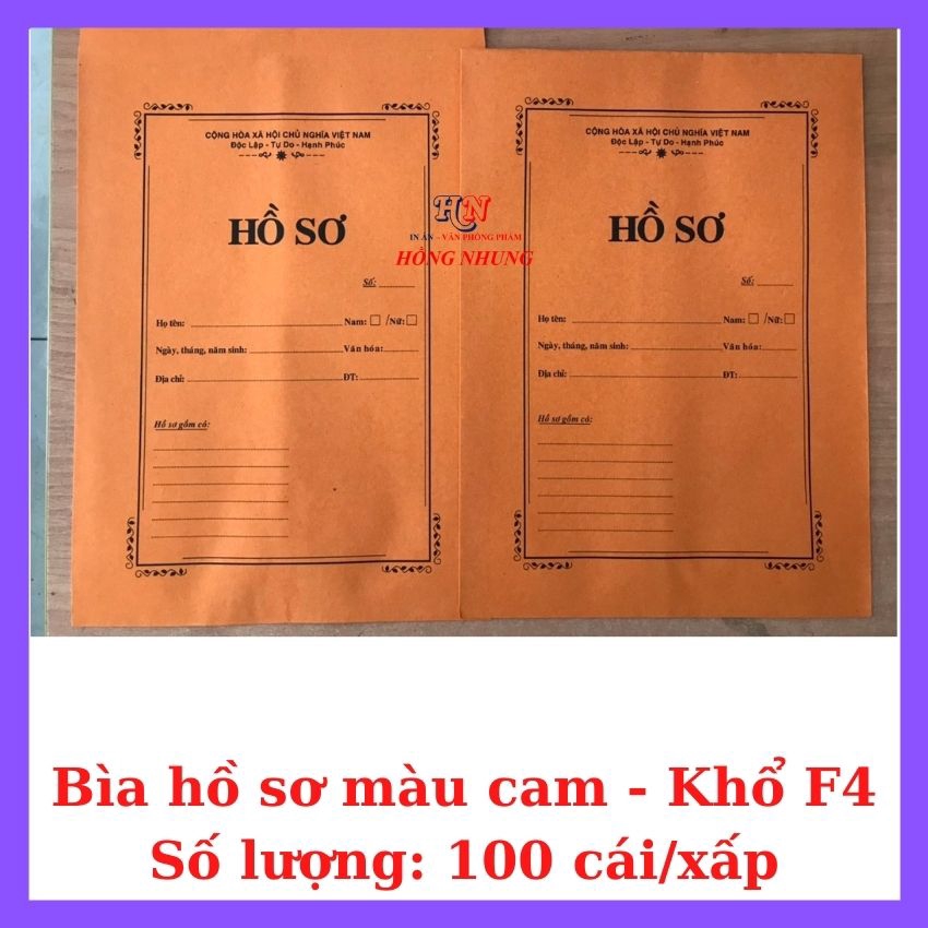 Bìa Hồ Sơ Xin việc Khổ F4, Màu Vàng, Chất Lượng Tốt