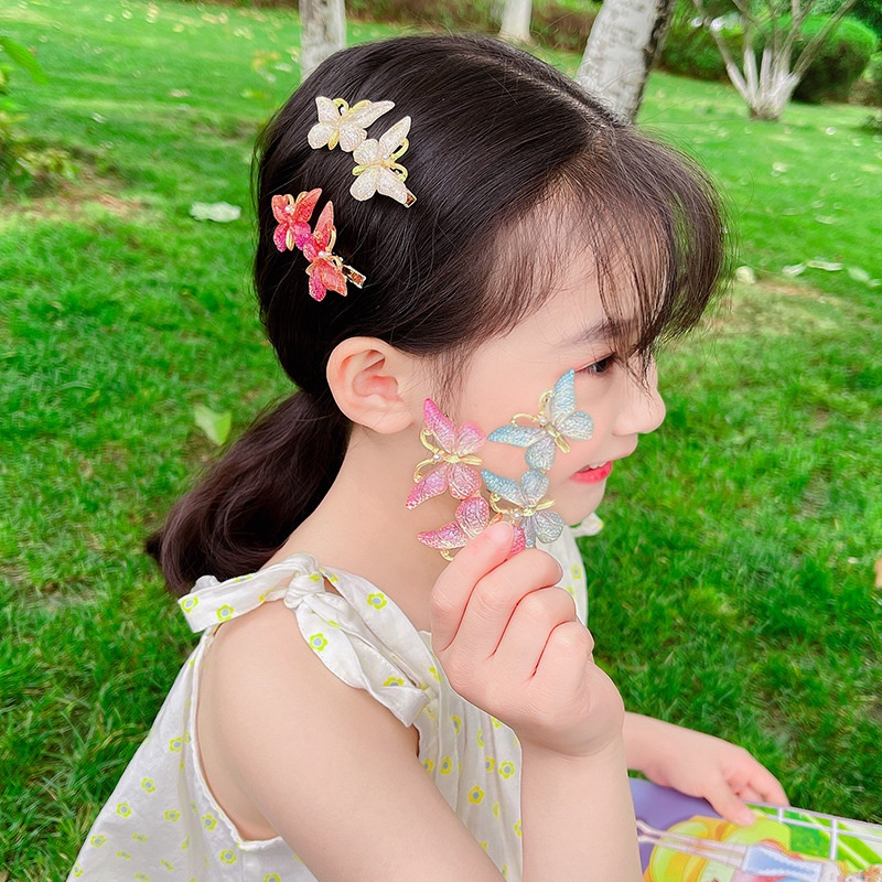 Kẹp Tóc Hình Bướm Bằng Hợp Kim Nhiều Màu Sắc Phong Cách Hàn Quốc Dễ Thương Cho Bé Gái