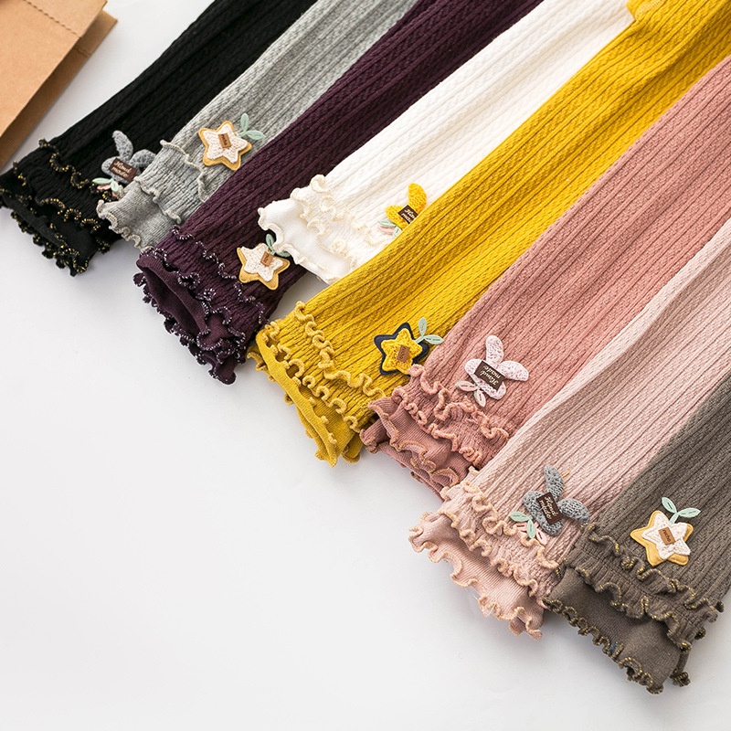Quần legging dệt kim vải cotton thời trang cho bé gái 0-6 tuổi