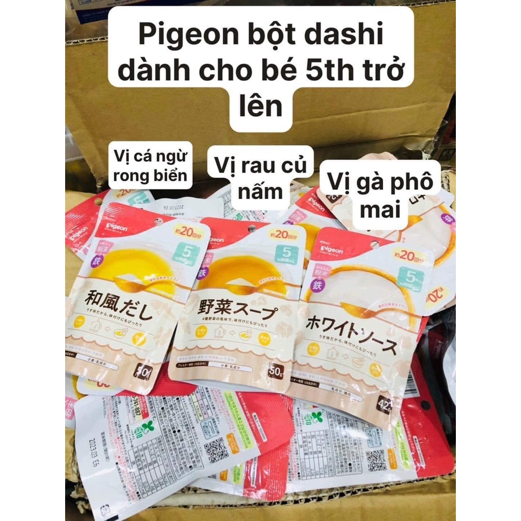 (HCM) (ĐỦ VỊ-Date mới) Bột Dashi Pigeon - Bột pha nước dùng Dashi - cho bé từ 5 tháng tuổi - Thơm ngon, dễ sử dụng