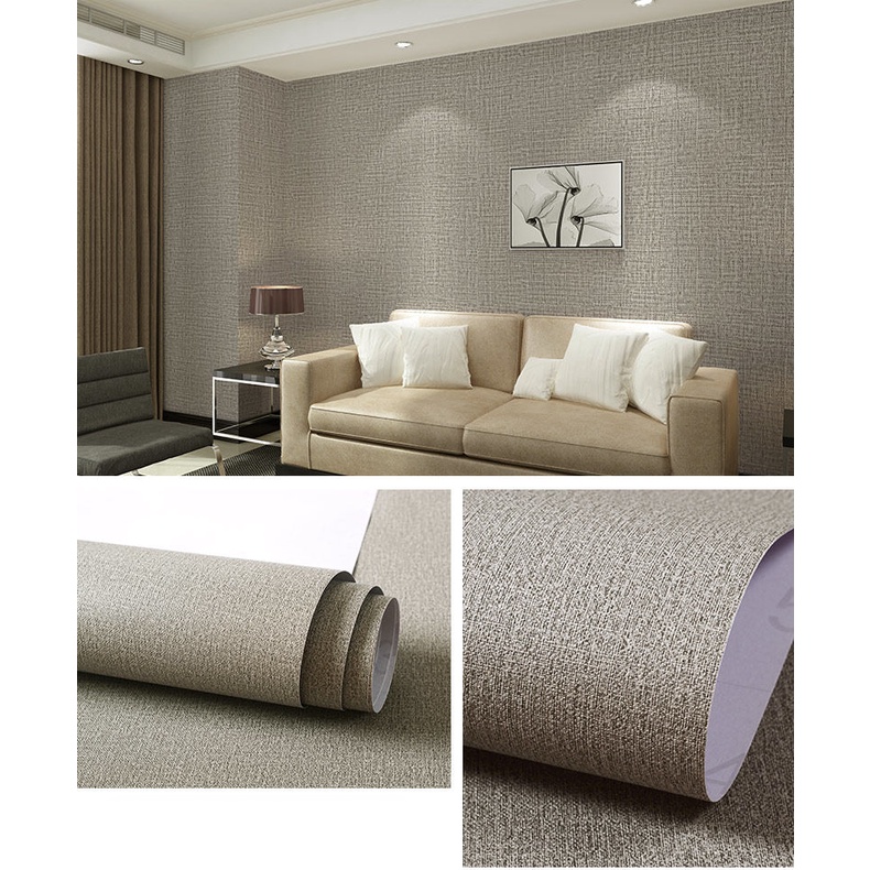Giấy Dán Tường Vải Lanh Dày Màu Trơn Chống Thấm Nước Trang Trí Phông Nền TV Phòng Khách