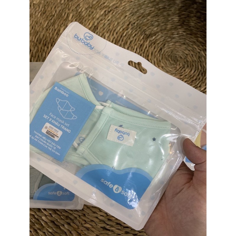 Set 2 khẩu trang BU vải sợi tre cho bé