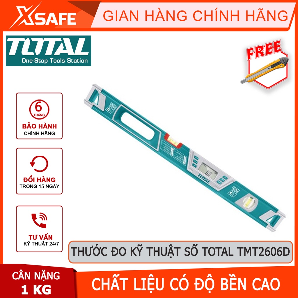 Thước thủy đo kỹ thuật số TOTAL TMT2606D Thước thủy điện tử dài 60cm, có từ tính, độ chính xác cao, chịu lực chịu nhiệt