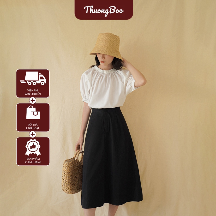 Áo Kiểu Nữ Thuongboo Chất Liệu Cotton Poplin Mềm Mịn Thoáng Mát Thiết Kế Cổ Áo Tay Bo Thun Đơn Giản Mà Tinh Tế - Bo Top