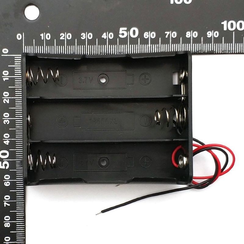 Nối tiếp 3 cell, đế gắn pin 18650 có lò xo có dây sẵn