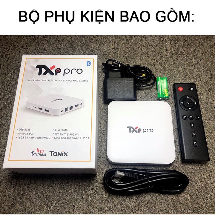 Android Tivi Box TXP Pro Truyền hình vtvcap On Bản Quyền HĐH Android 9 Ram 2G Rom 16G Chip Amlogic 905 - Hàng Chính Hãng