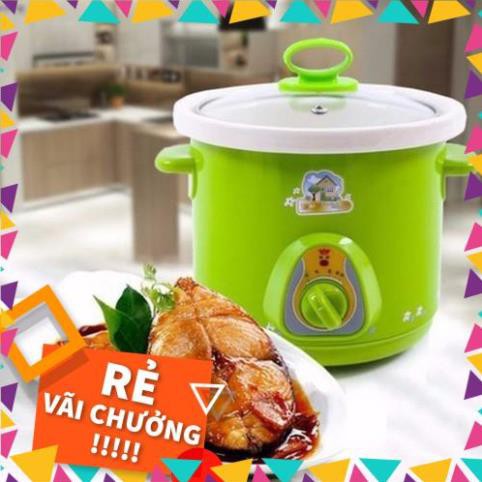 [SALE] Nồi kho cá bằng điện - Nồi Nấu Cháo Đa Di Năng (1,5L-2,5L) Màu Xanh Lá Cây