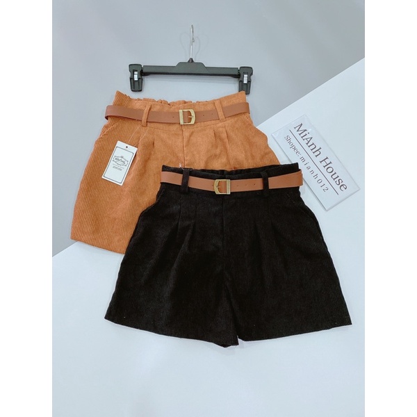 Quần Nhung Tăm Kèm Belt Quần có Túi &amp; Lưng Thun sau