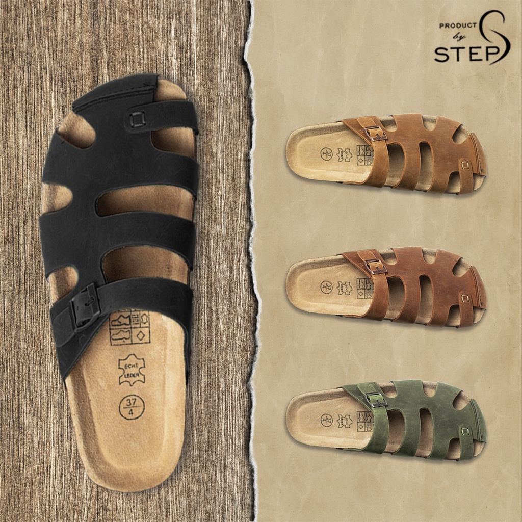 Dép đế trấu Unisex Da quai rọ bít mũi