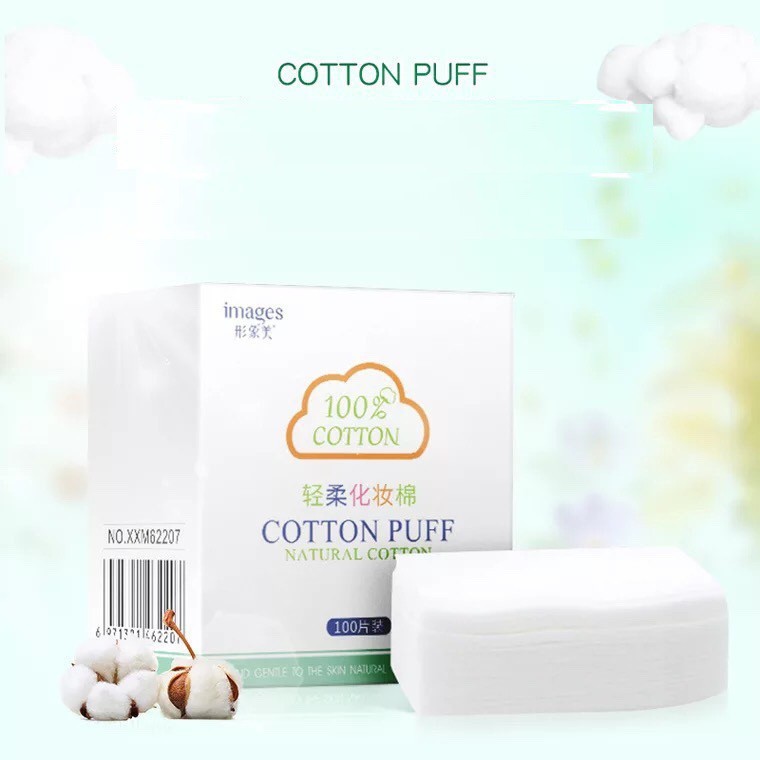 [Mã COSDAY - 50k đơn 250k] Bông tẩy trang Images hộp 100 miếng hộp 50 miếng 100% cotton 3 lớp mềm mịn Golmon