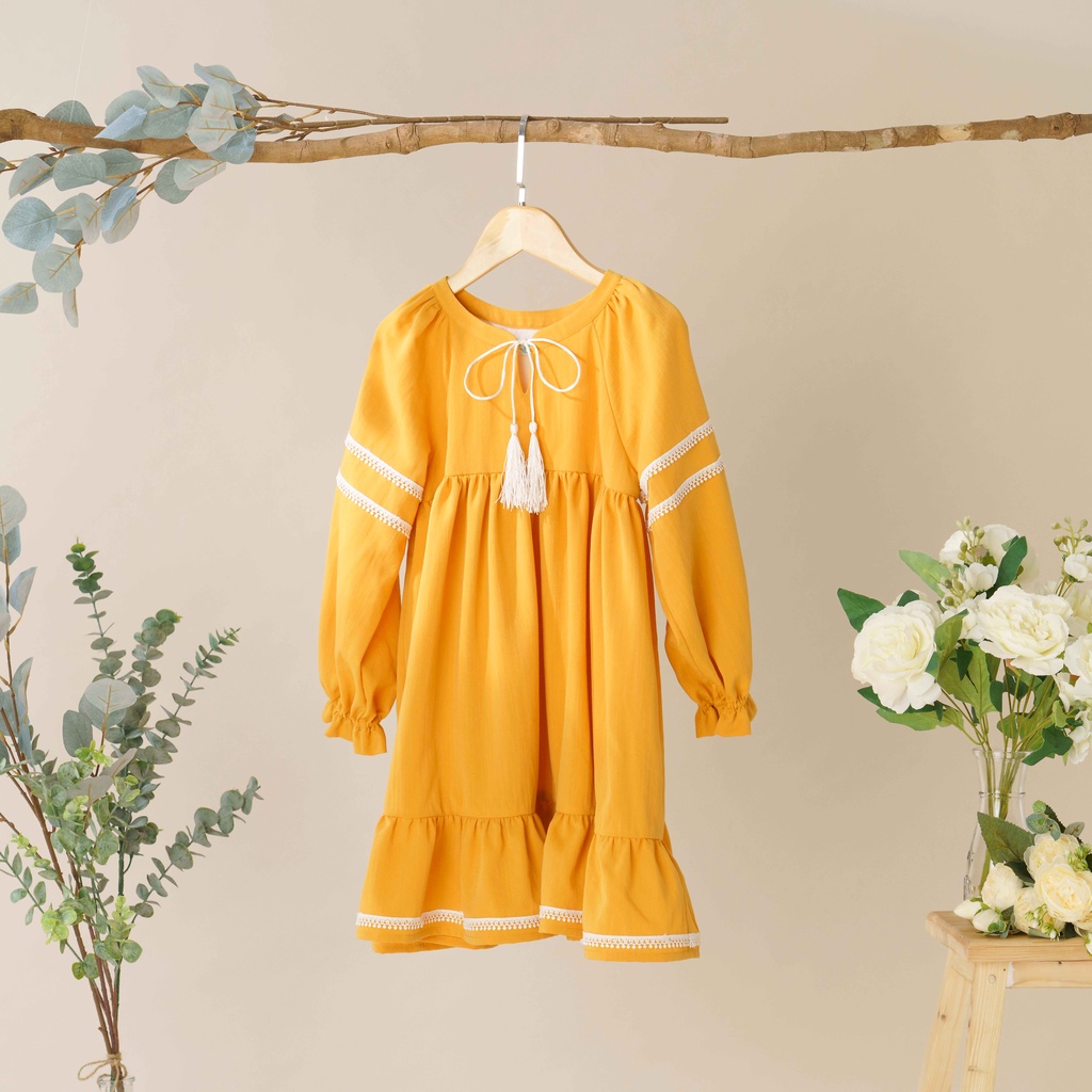 Váy Bé Gái Emily Màu Vàng Phong Cách Boho BEBAE KIDSWEAR