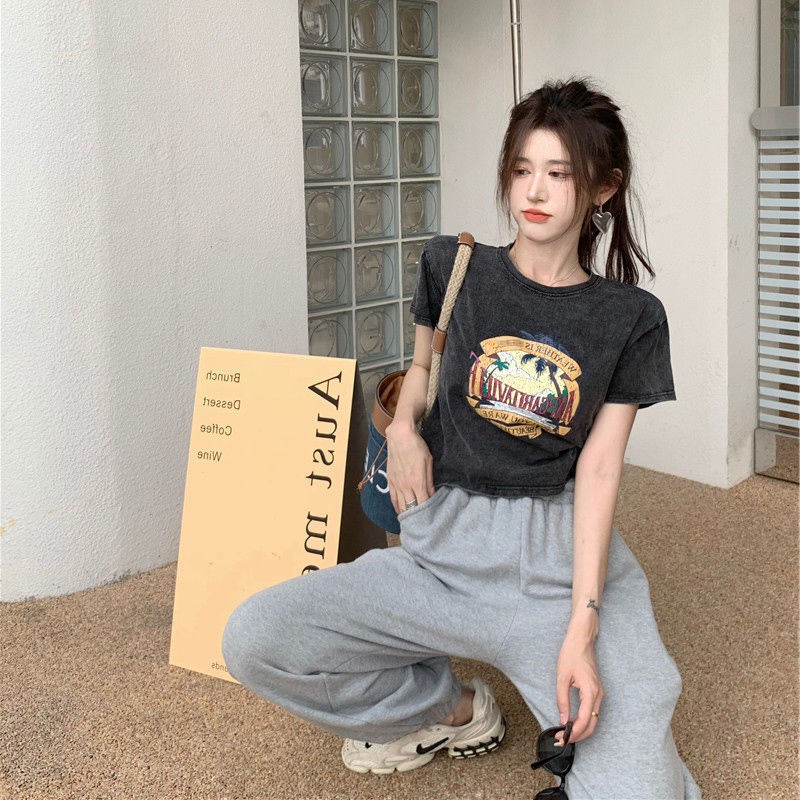 COZOK Áo Thun Tay Ngắn Form Rộng Theo Phong Cách retro Hợp Thời Trang